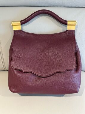 Thale Blanc Aubrey Backpack Burgundy Pebbled Calf Leather and Gold Hardware